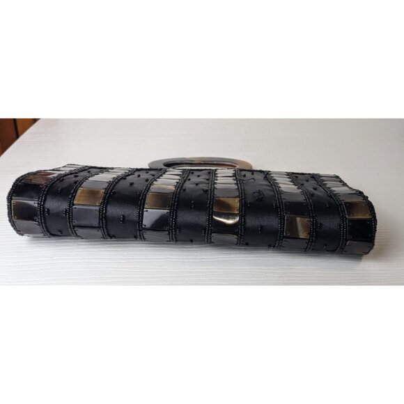 MAD BAGS shell tiles and glass bead evening purse lucite handle as is - Picture 12 of 16